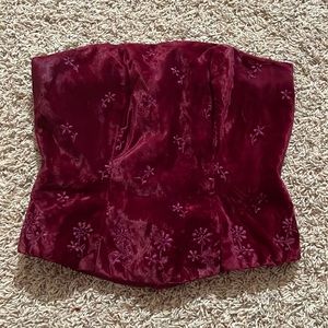vintage red velvet zip up corset